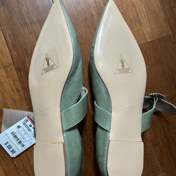 ZARA NWT BEJEWELLED LEATHER BALLERINAS size 40 - Picture 6 of 9